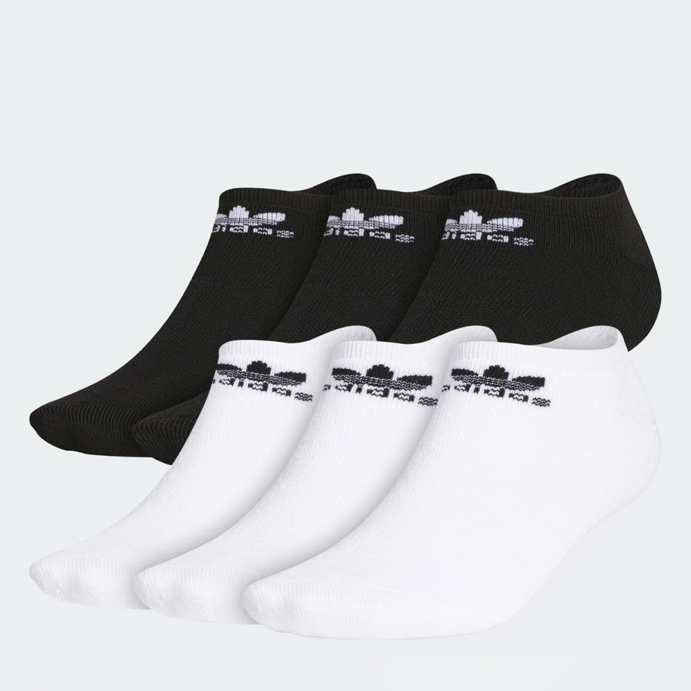 adidas Men's Black and White Athletic No-Show Socks